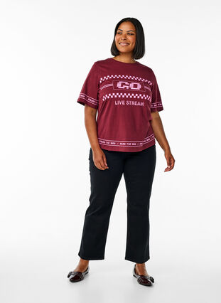 ZizziHigh-waisted Gemma jeans met een regular fit, Zwart, Model image number 0