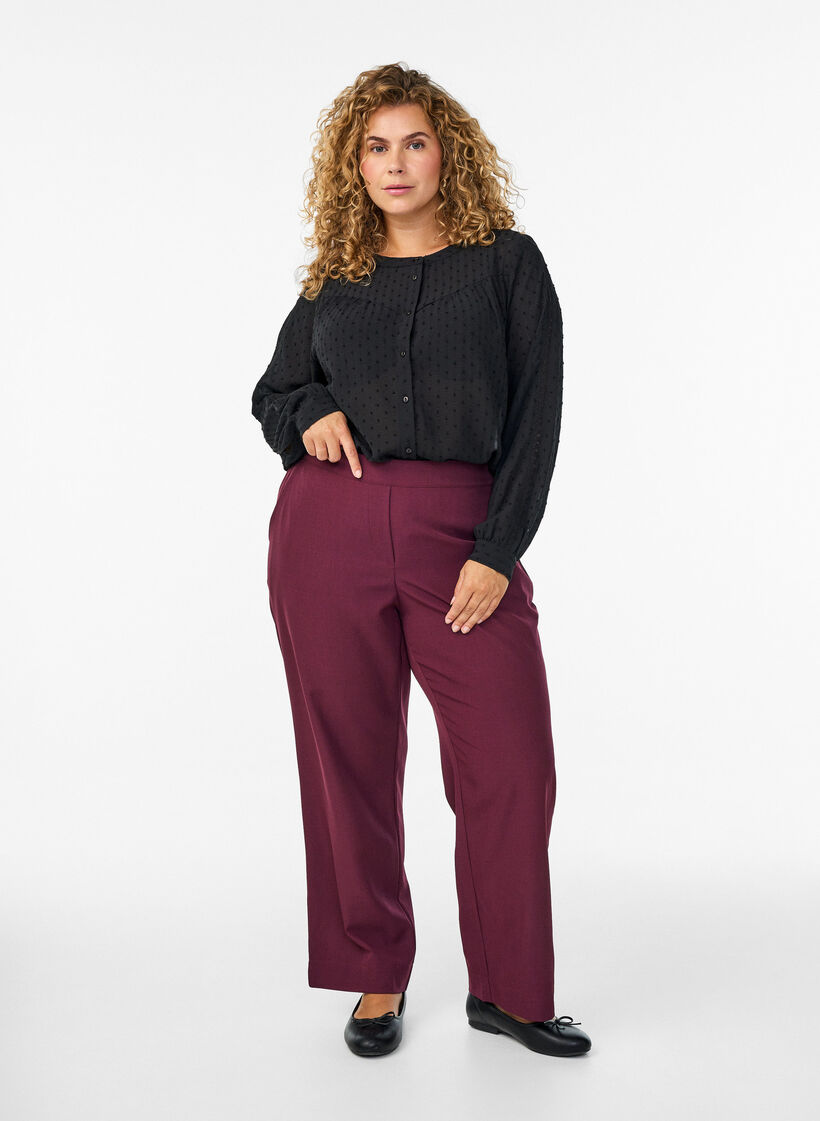 Shirt met een gestructureerd stippenpatroon en borduurdetails, Zwart, Model image number 1