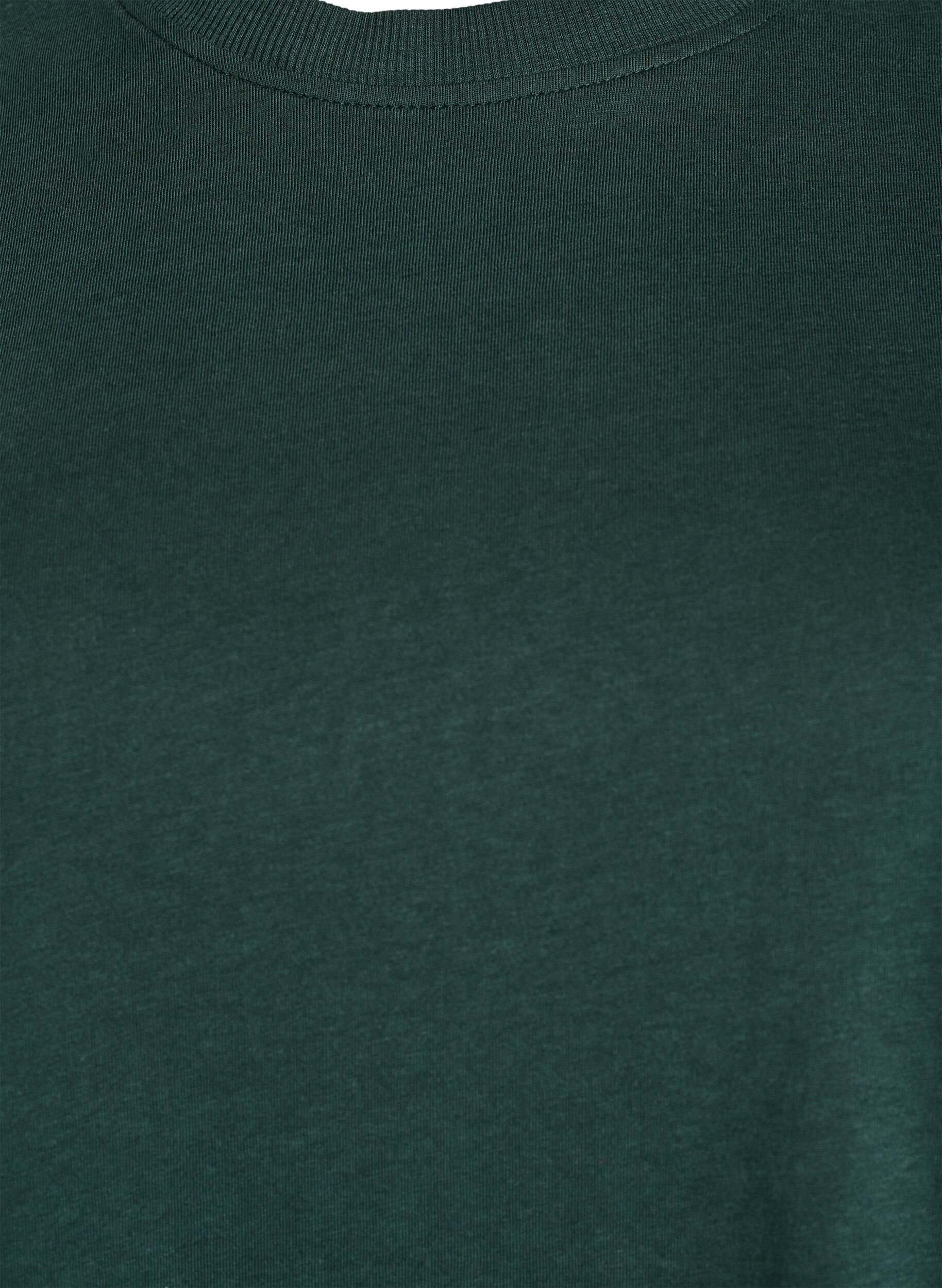 ZizziBasic katoenen T-shirt met ronde hals, Groen, Packshot image number 2