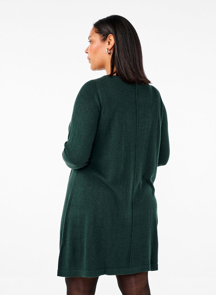 Gebreide jurk in katoen-viscose blend, Groen, Model image number 2