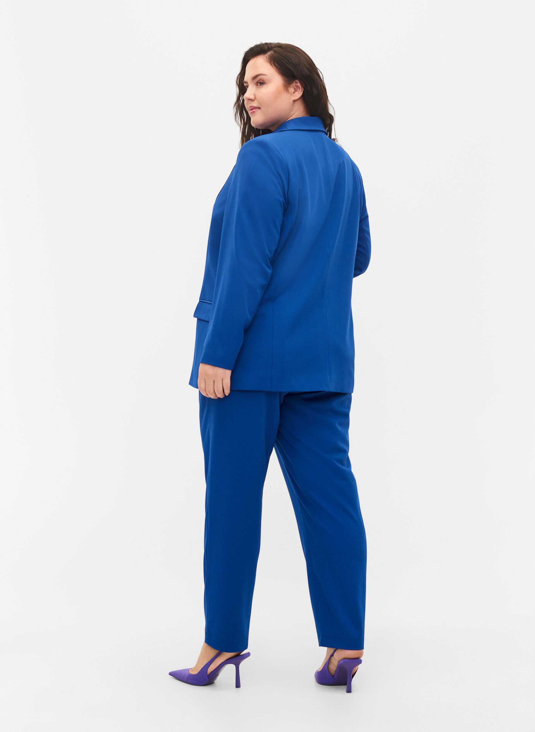 Zizzi Pantalon classique avec poches, Bleu, Model image number 1