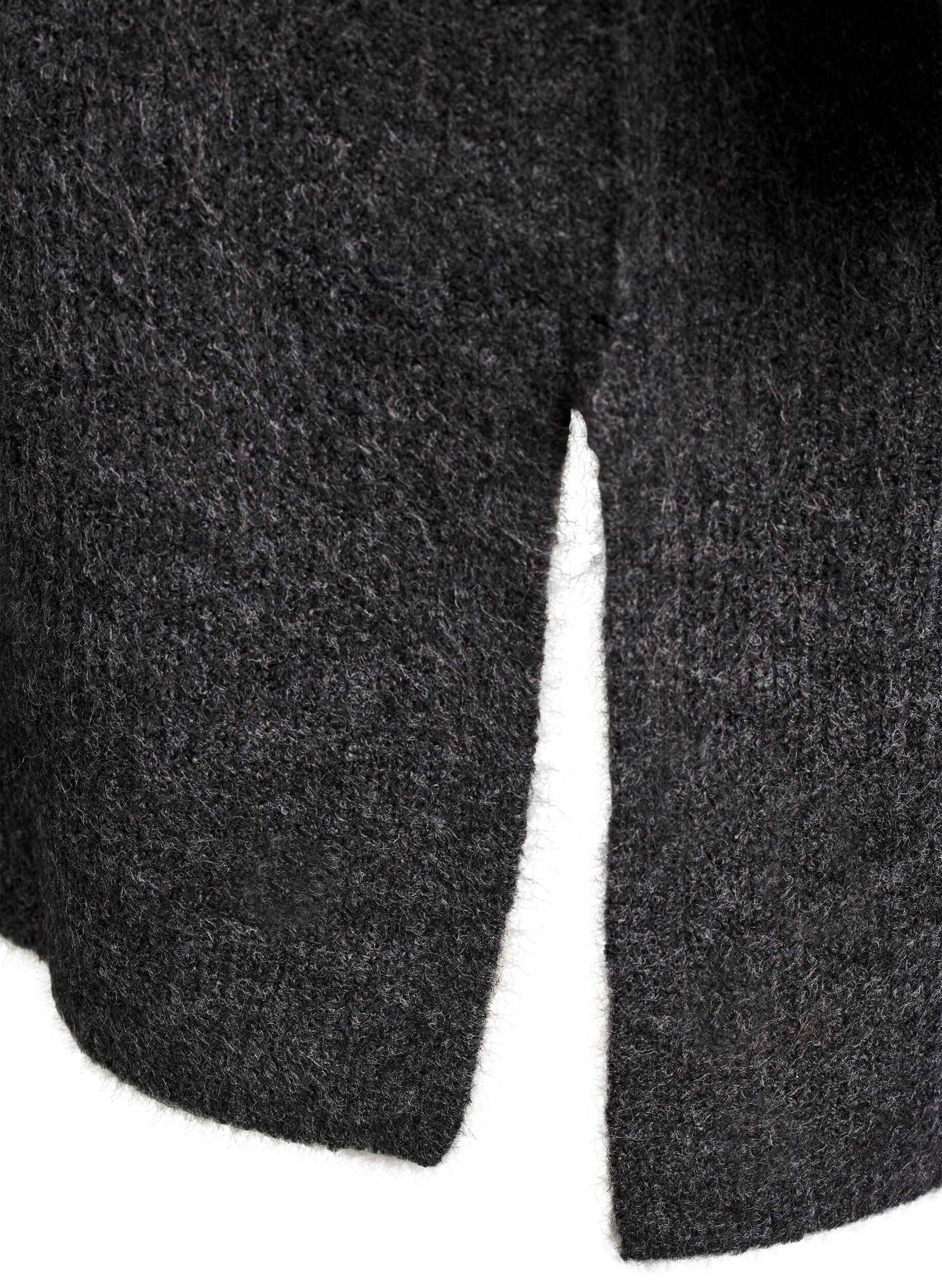 Zizzi Cardigan long c&ocirc;tel&eacute; sans fermeture, Gris anthracite, Packshot image number 3