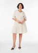 Gebloemde katoenen jurk met een elastische taille, Beige, Model image number 1