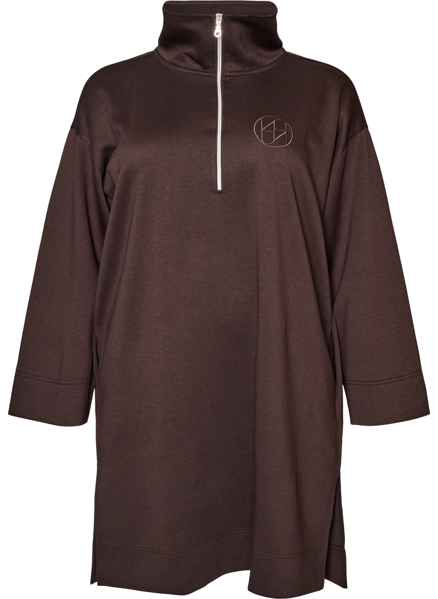 Sportieve sweatshirtjurk met hoge kraag en ritssluiting