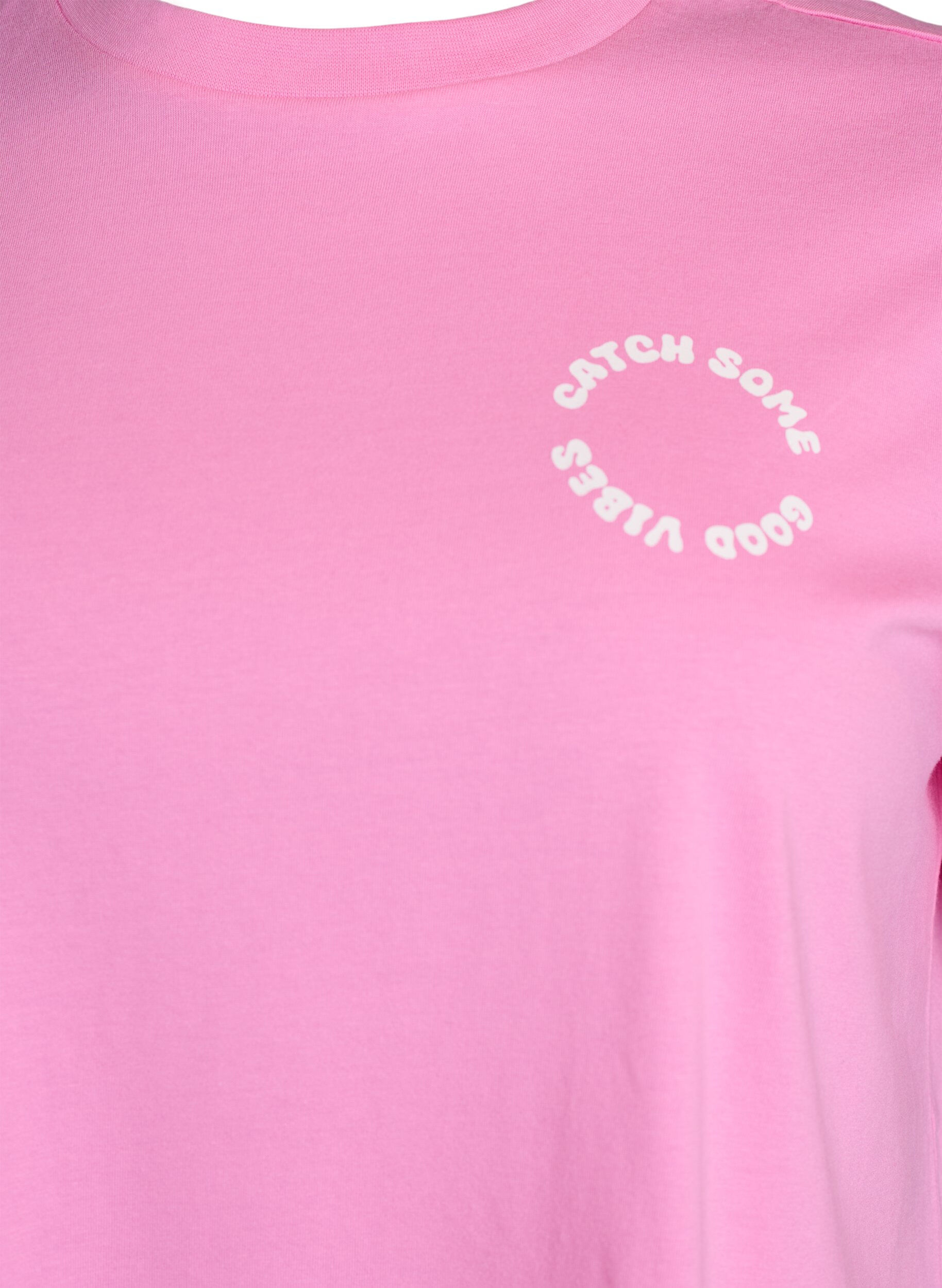 ZizziBiologisch katoenen T-shirt met citrusmotief, Roze, Packshot image number 2