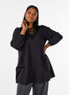 Viscose tuniek met kanten detail, Zwart, Model image number 0