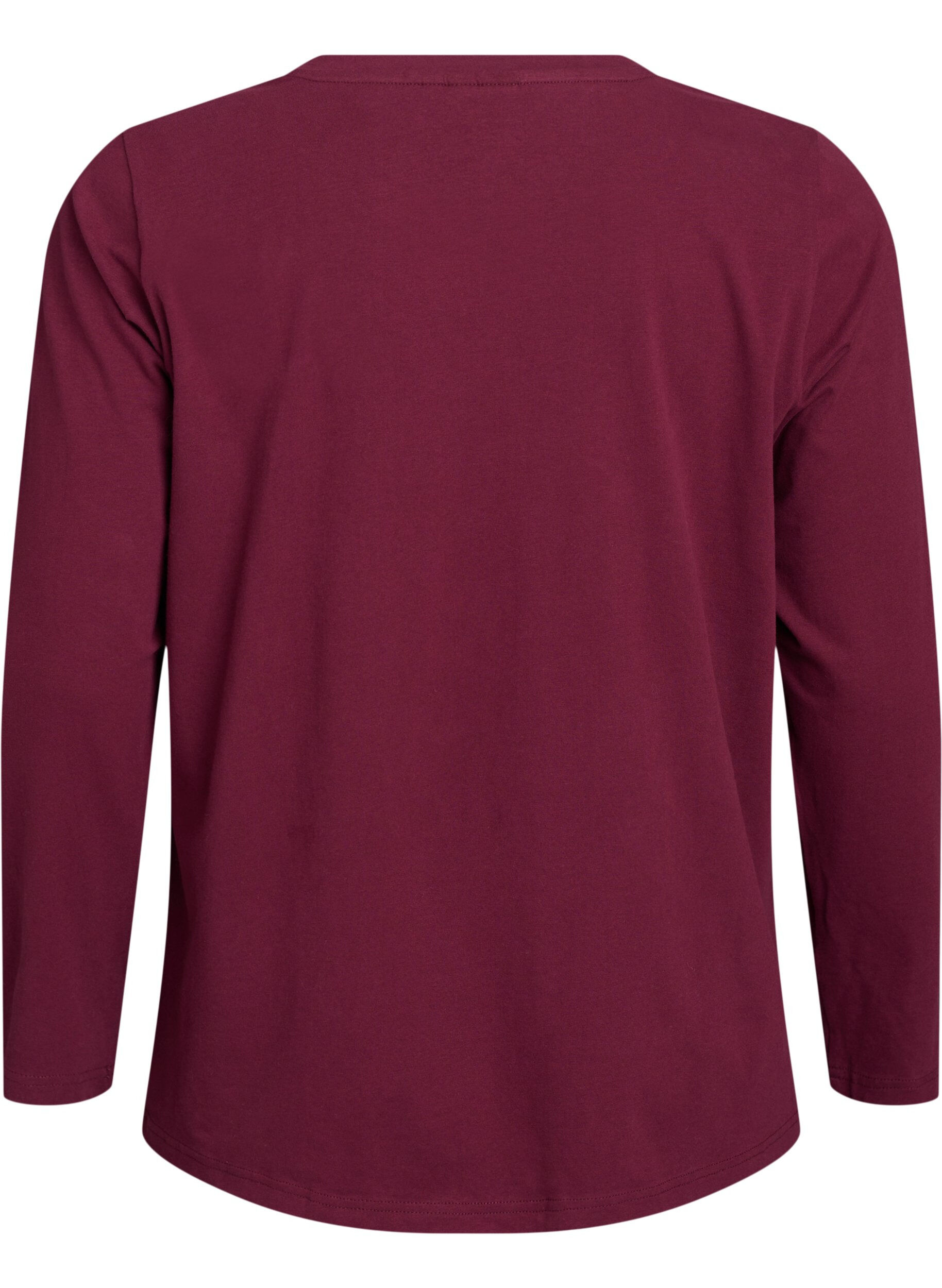 ZizziBasic jerseyblouse met lange mouwen, Donker Bordeaux, Packshot image number 1