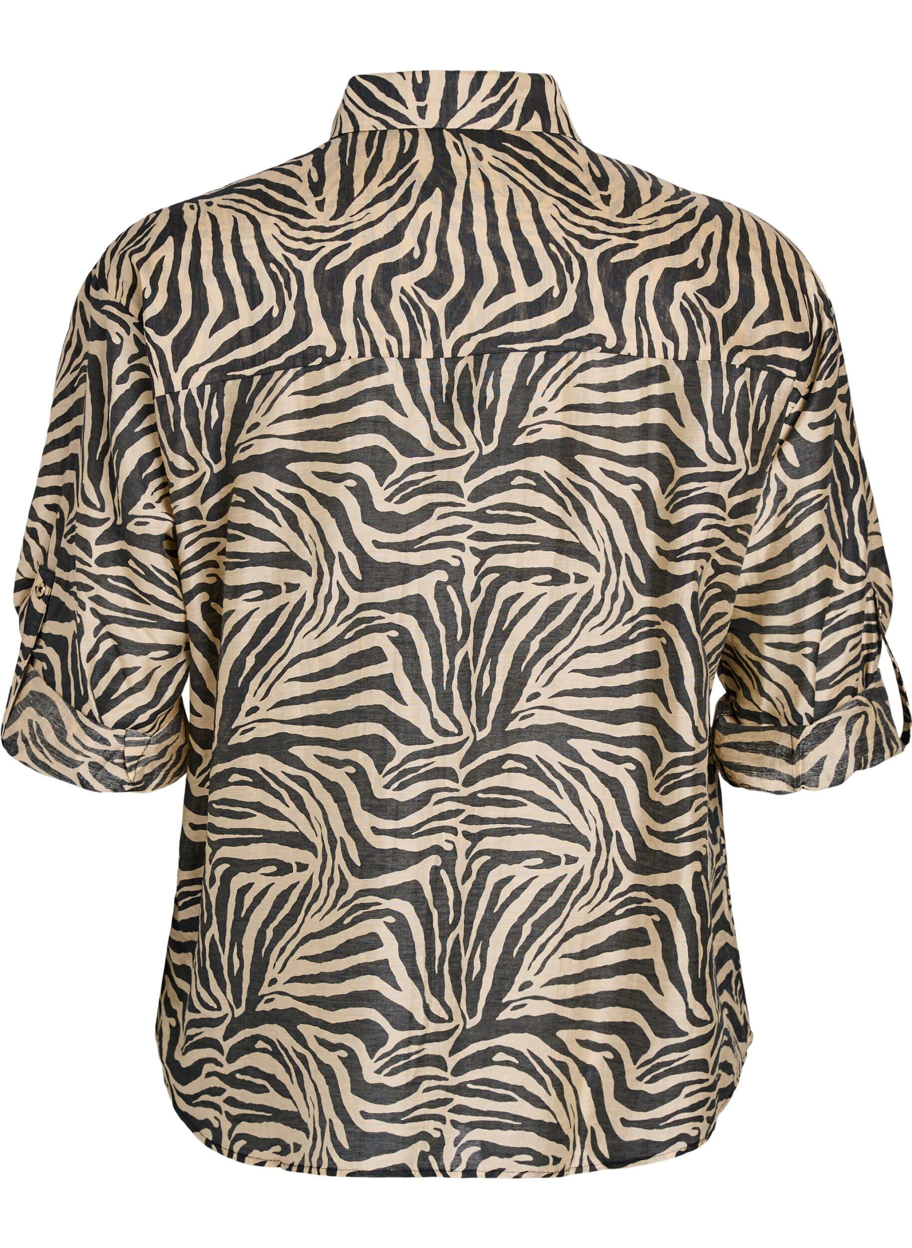 ZizziLos shirt met dierenprint en borstzakken, Zwart, Packshot image number 1