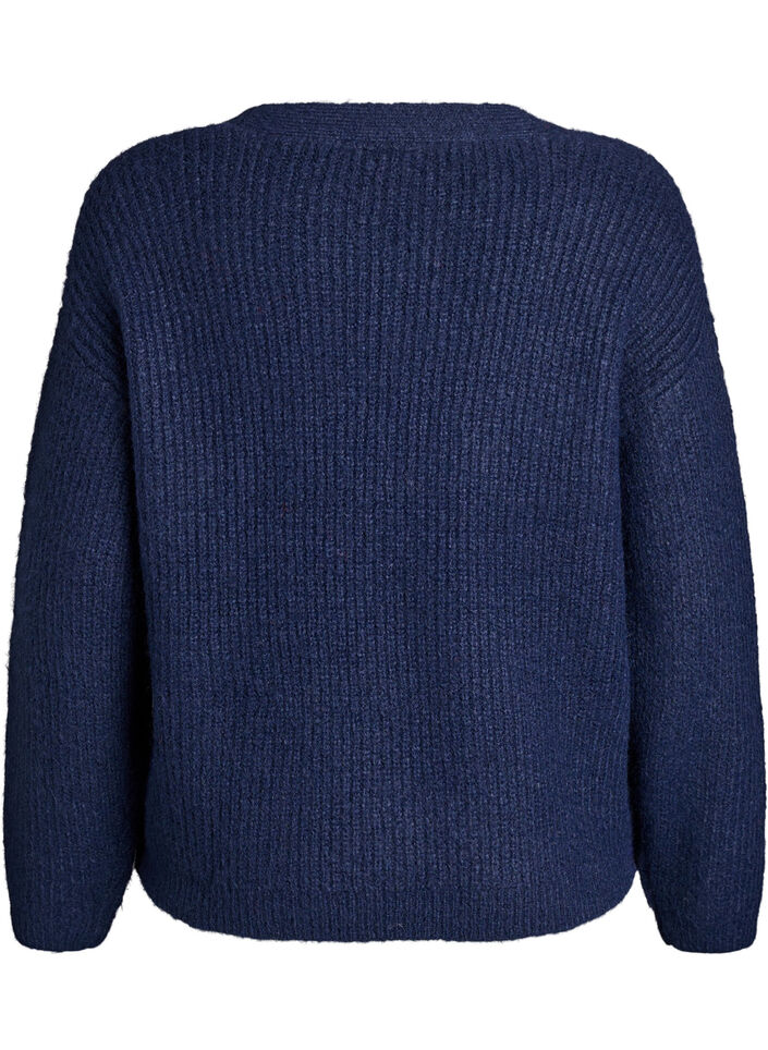 V-hals cardigan van breisel, Blauw, Packshot image number 1