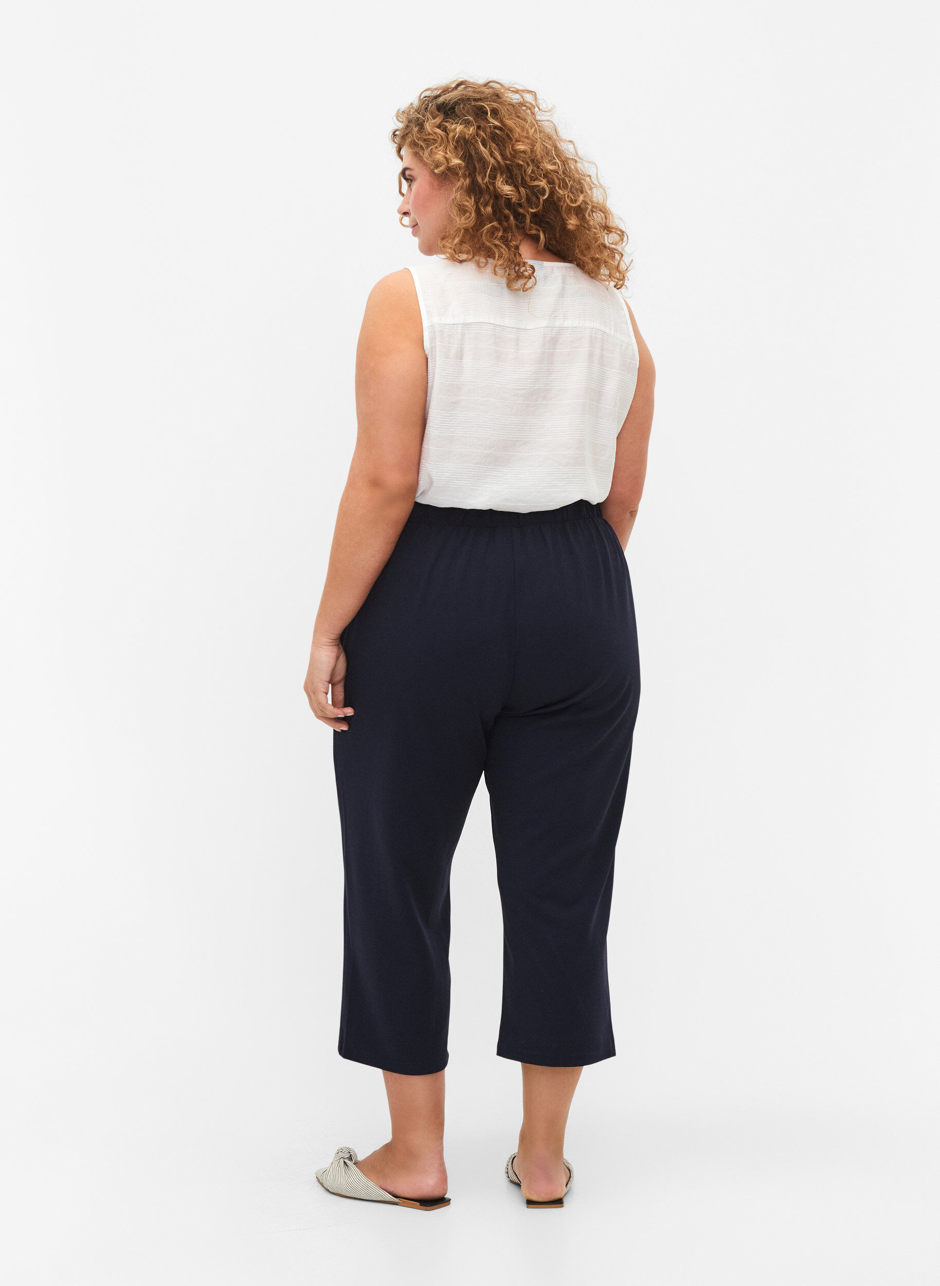 Zizzi7/8 broek met losse pasvorm, Blauw, Model image number 1