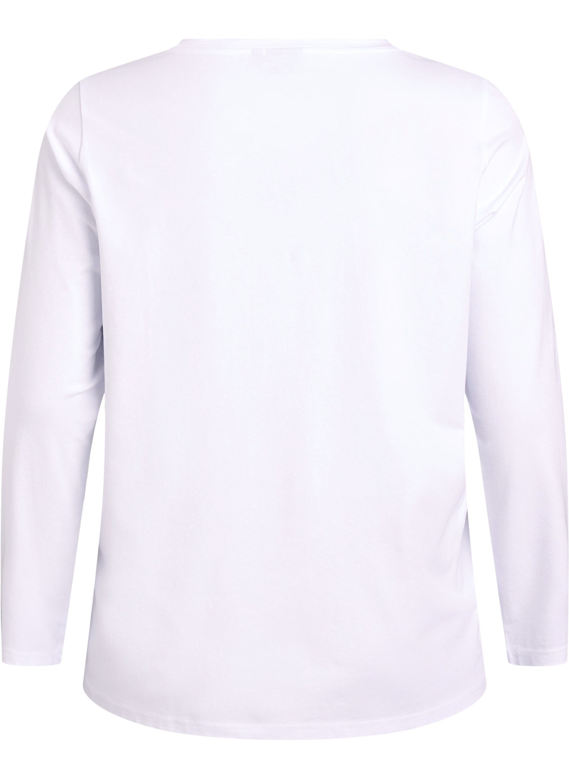 ZizziBasic jersey top met lange mouwen, Wit, Packshot image number 1