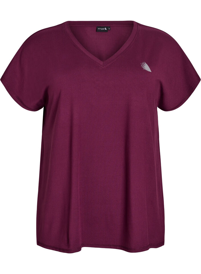 Losvallend sport T-shirt met V-hals, Grape Wine, Packshot
