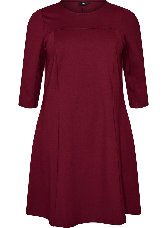 A-vorm jurk met 3/4-mouwen, Rood, Packshot image number 0