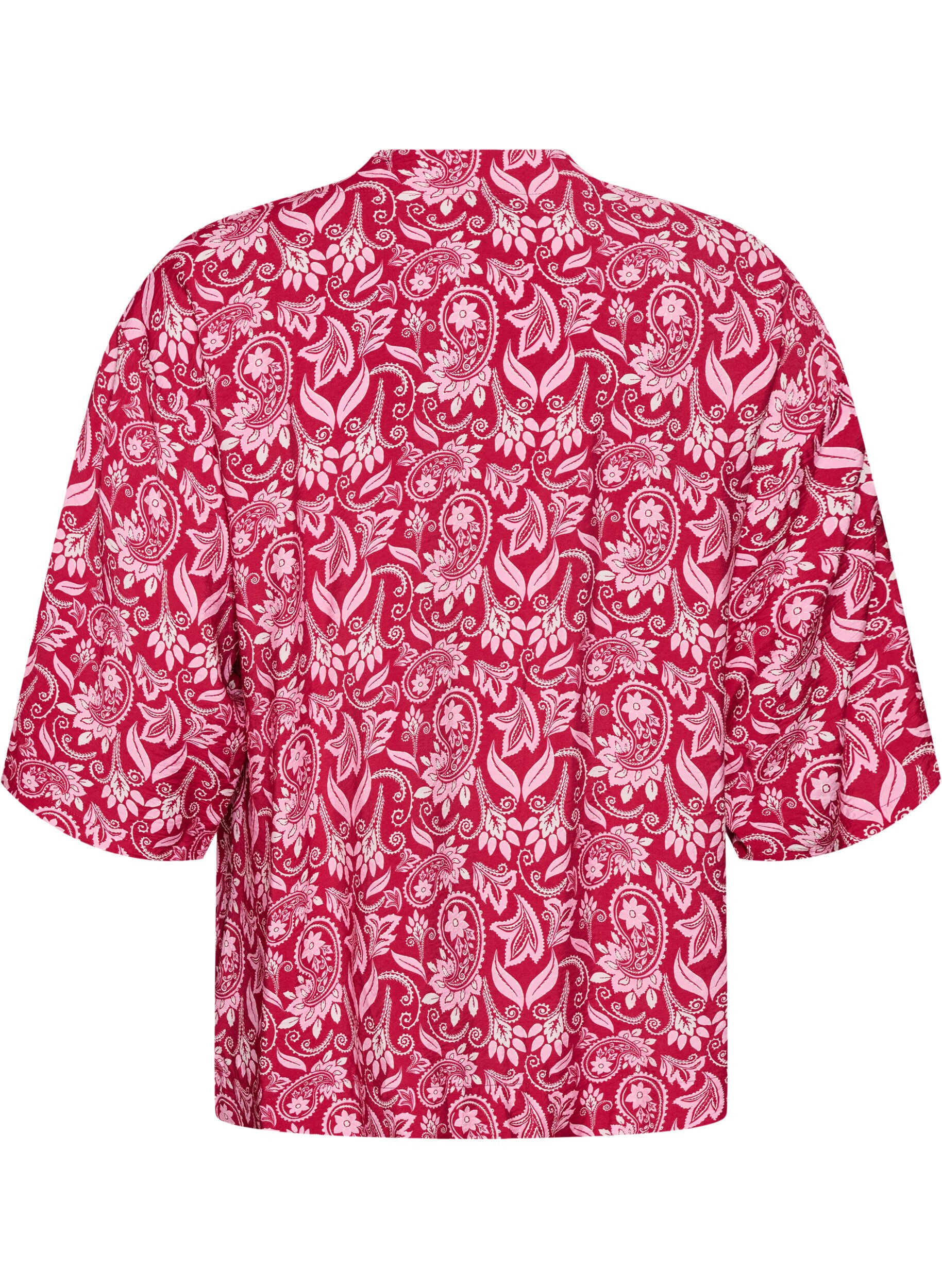 ZizziKorte viscose kimono met 3/4 mouwen, Roze, Packshot image number 1
