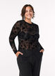 Mesh blouse met bloemenpatroon, Zwart, Model image number 0