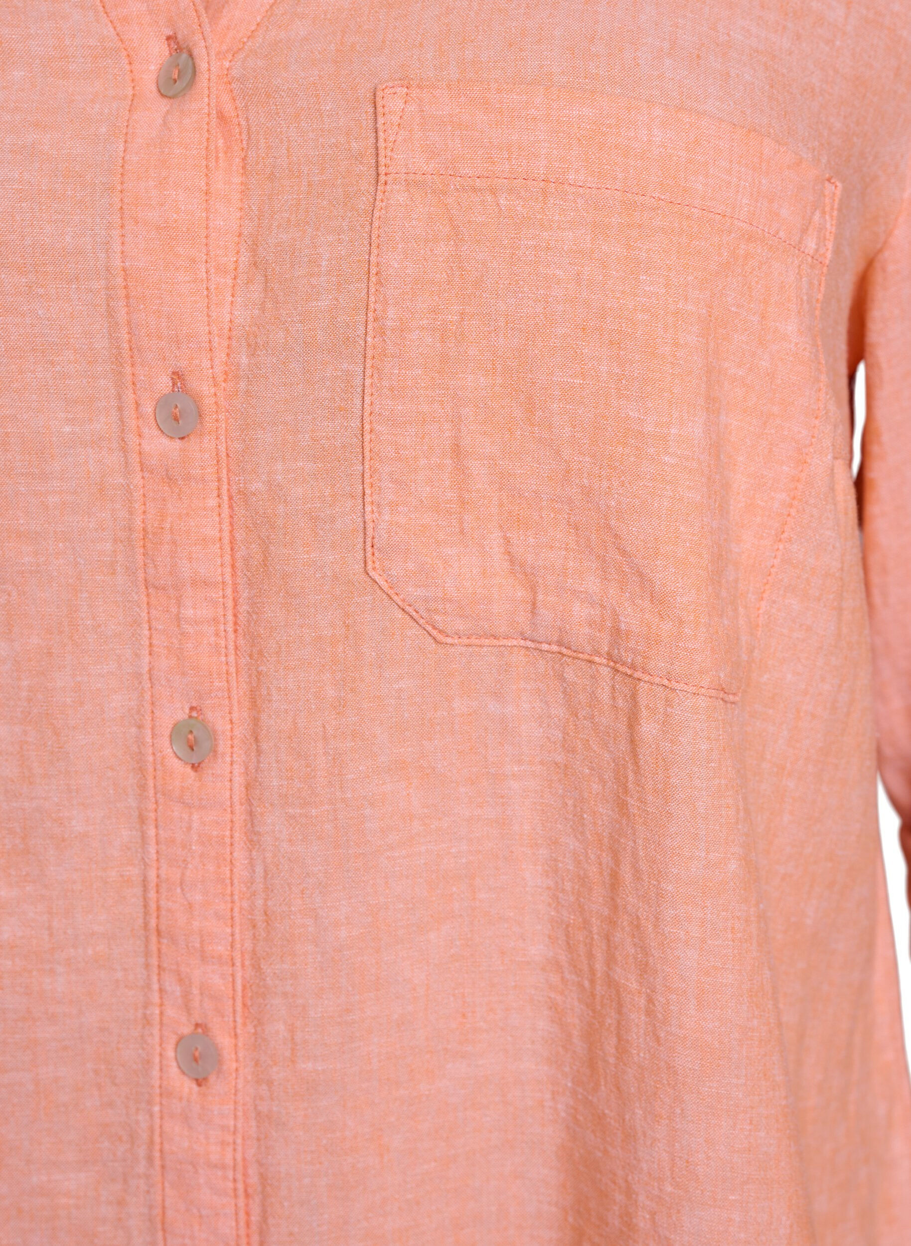 ZizziLinnen en viscose shirt met 3/4 mouwen, Oranje, Packshot image number 2