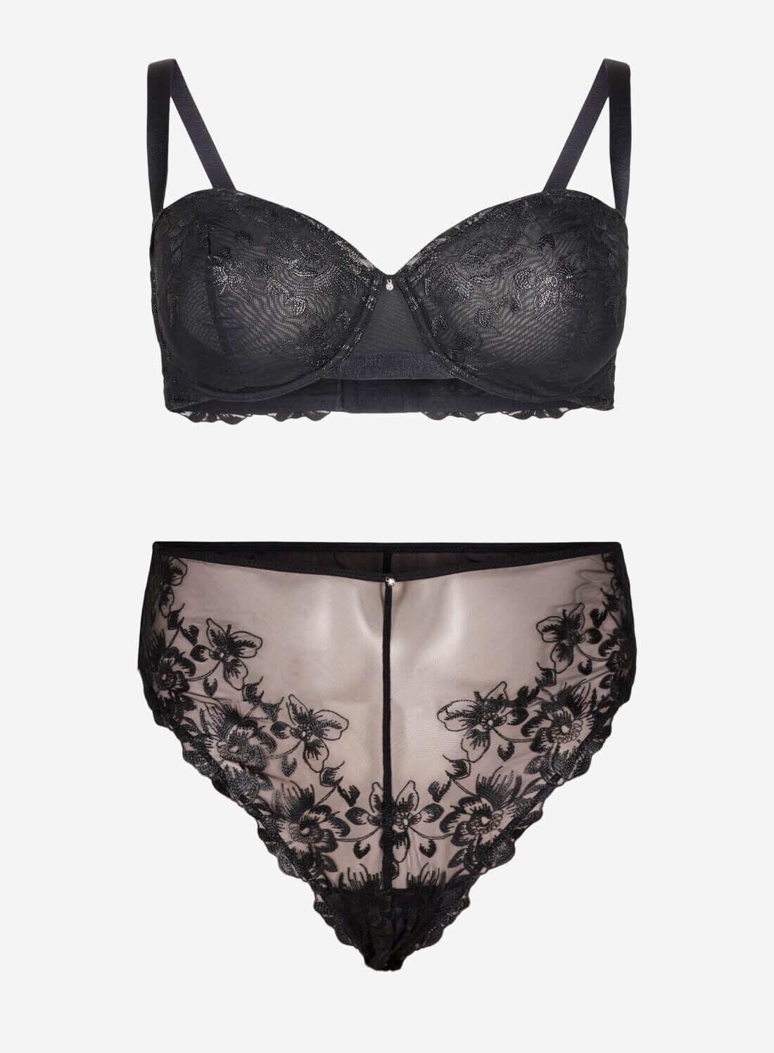 Balconette bh met beugel en geborduurd kant, , Model