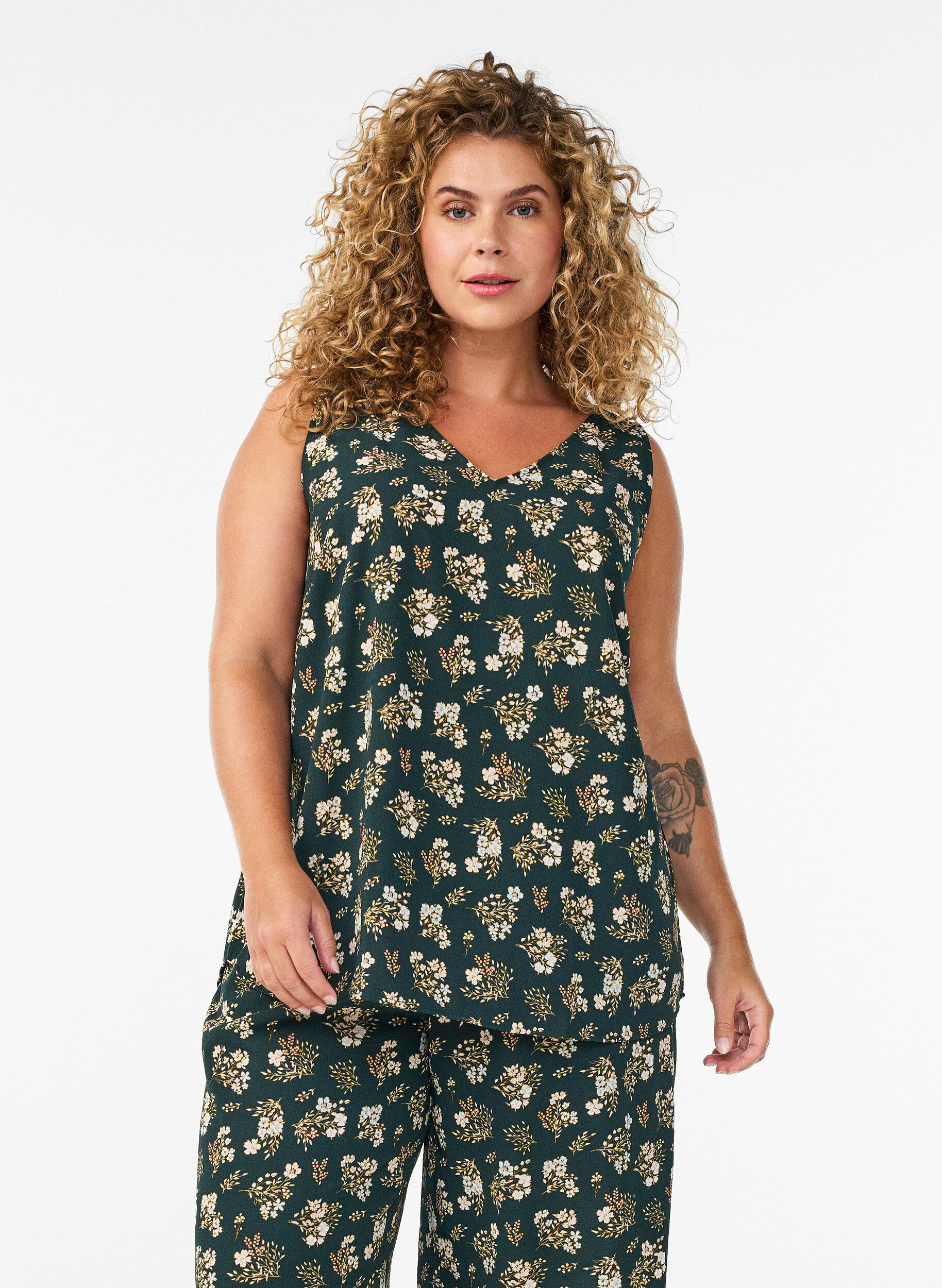 ZizziCulotte broek met print, Zwart, Model image number 0