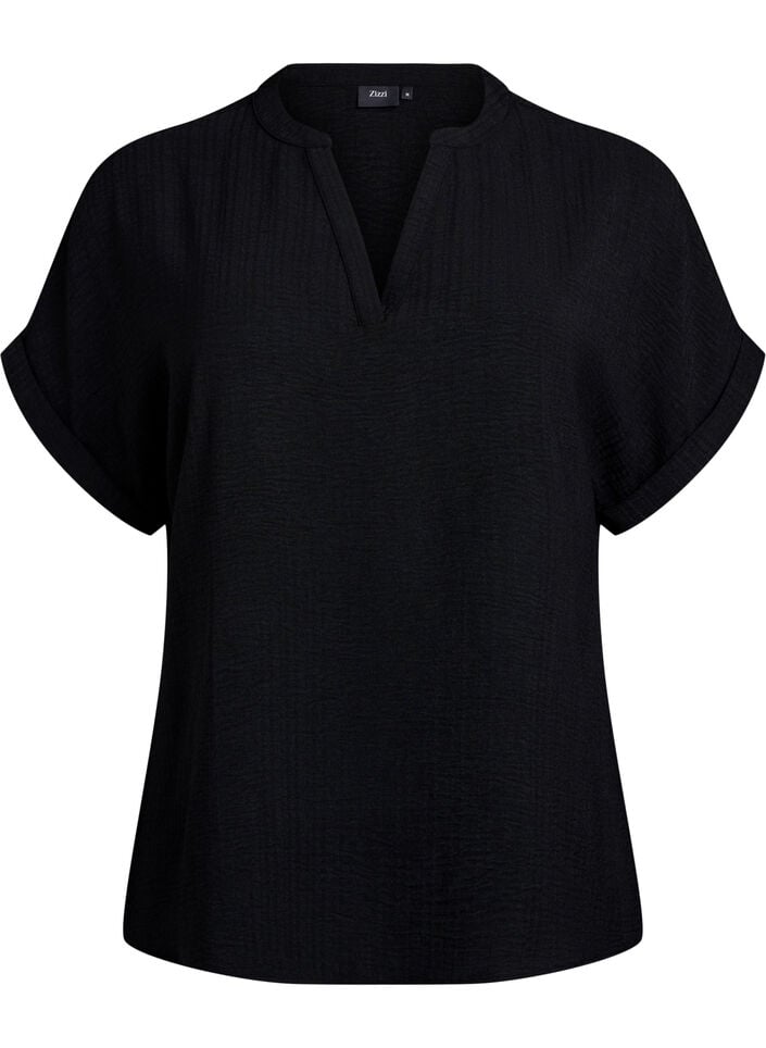 Chemisier ample &agrave; manches courtes, Noir, Packshot image number 0