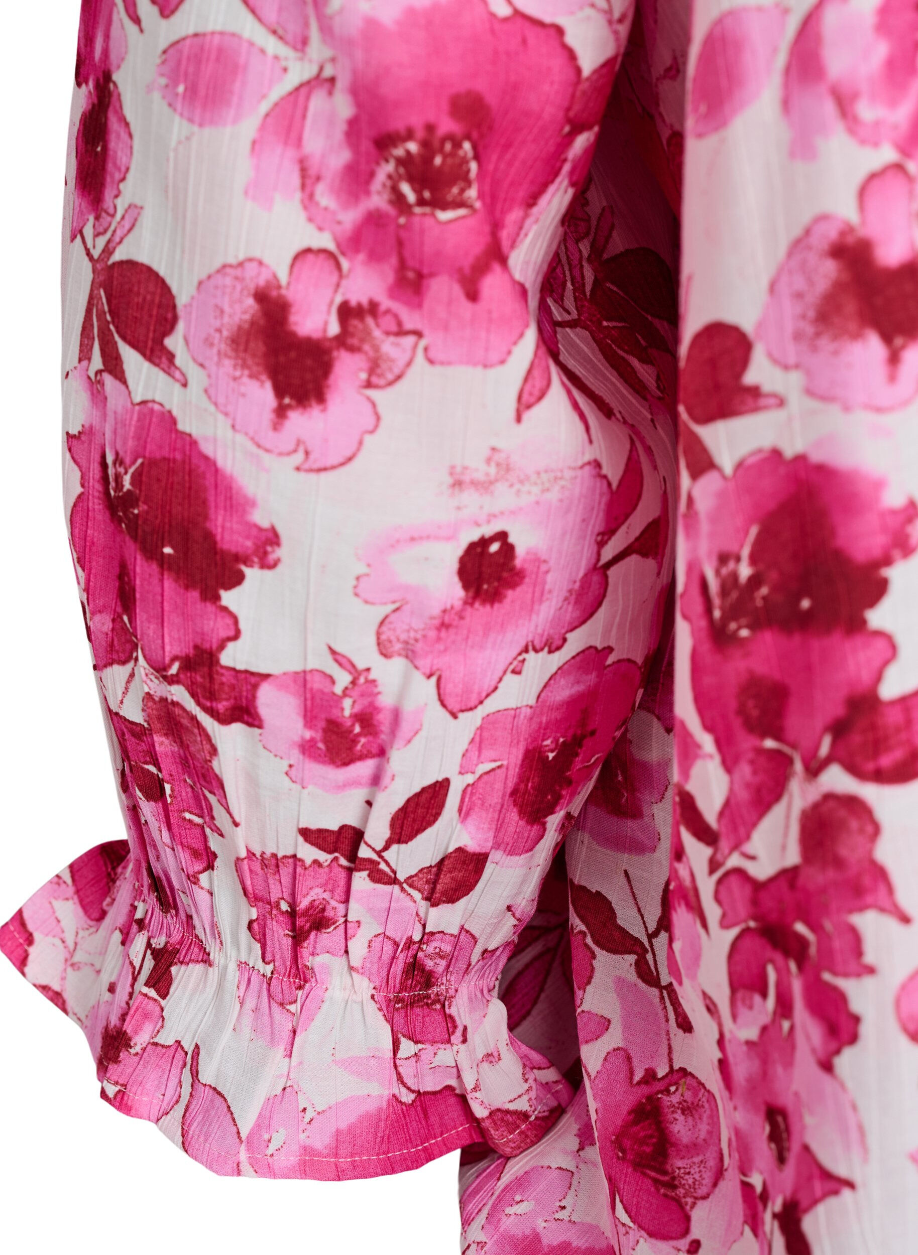 Zizzi Blouse en viscose &agrave; col carr&eacute; et manches 3/4, Rose, Packshot image number 3