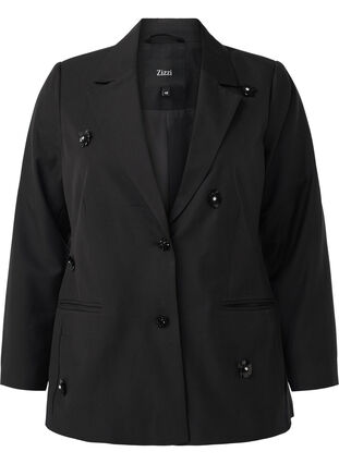 ZizziBlazer met paillettenbloemen, Black, Packshot image number 0