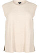 Gebreid vest met geribbelde randen, Beige, Packshot image number 0