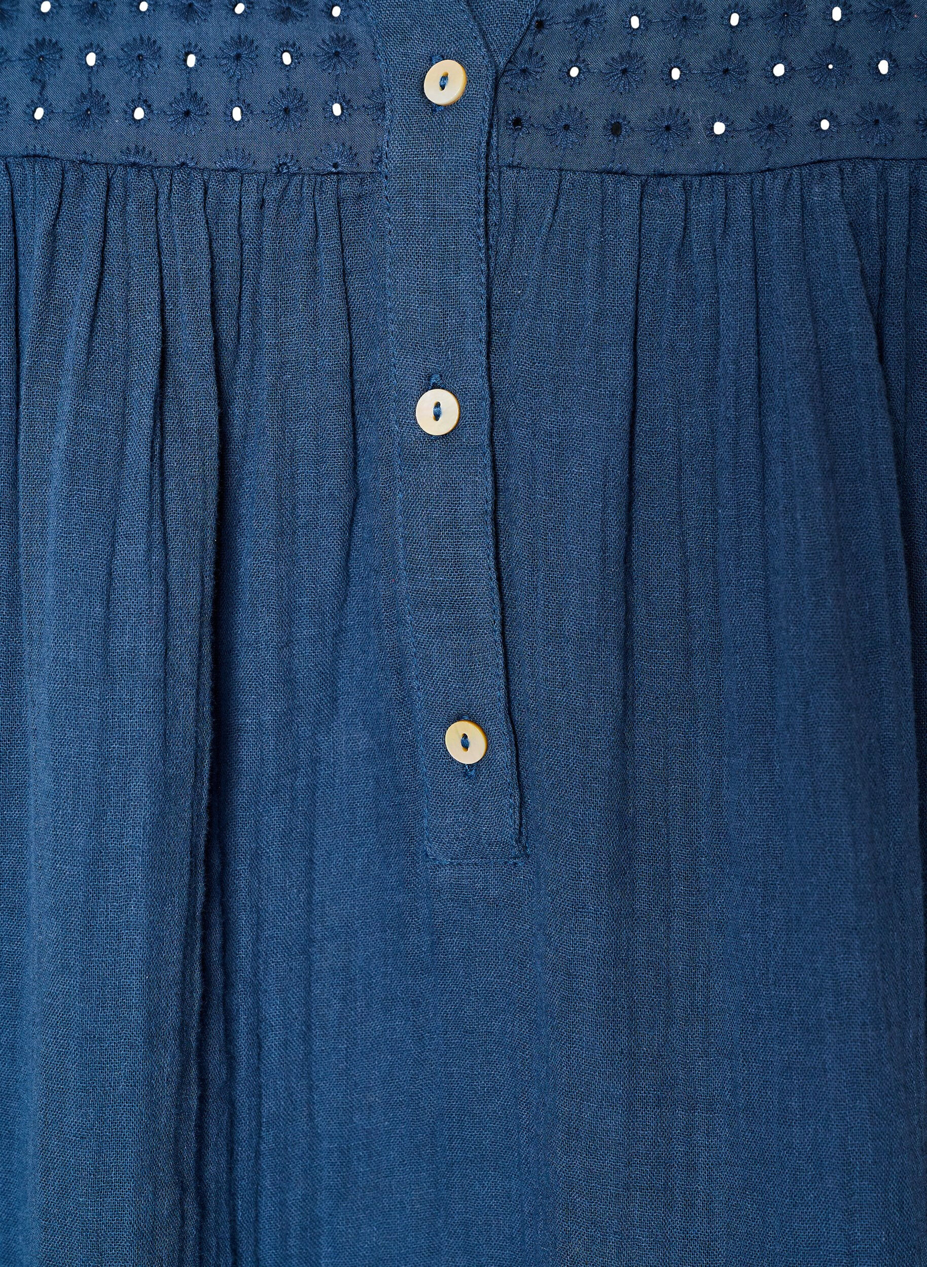 ZizziBlouse in katoenen mousseline met broderie anglaise, Blauw, Packshot image number 2