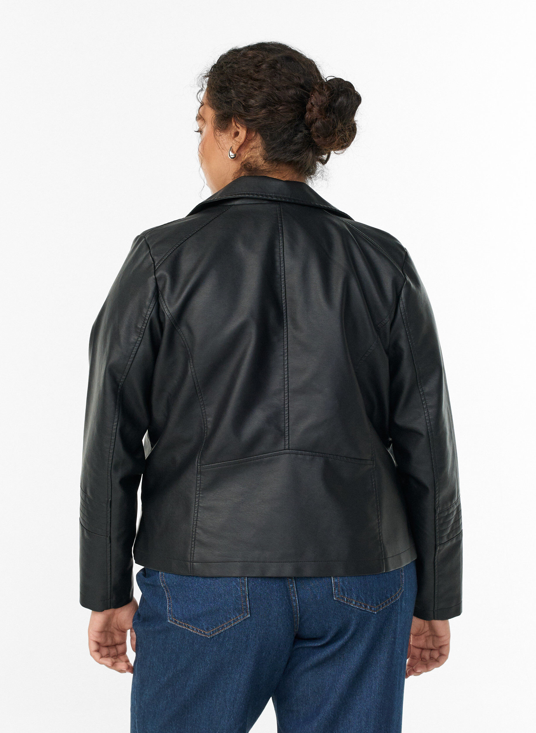 ZizziImitatie leren bikerjas, Zwart, Model image number 2