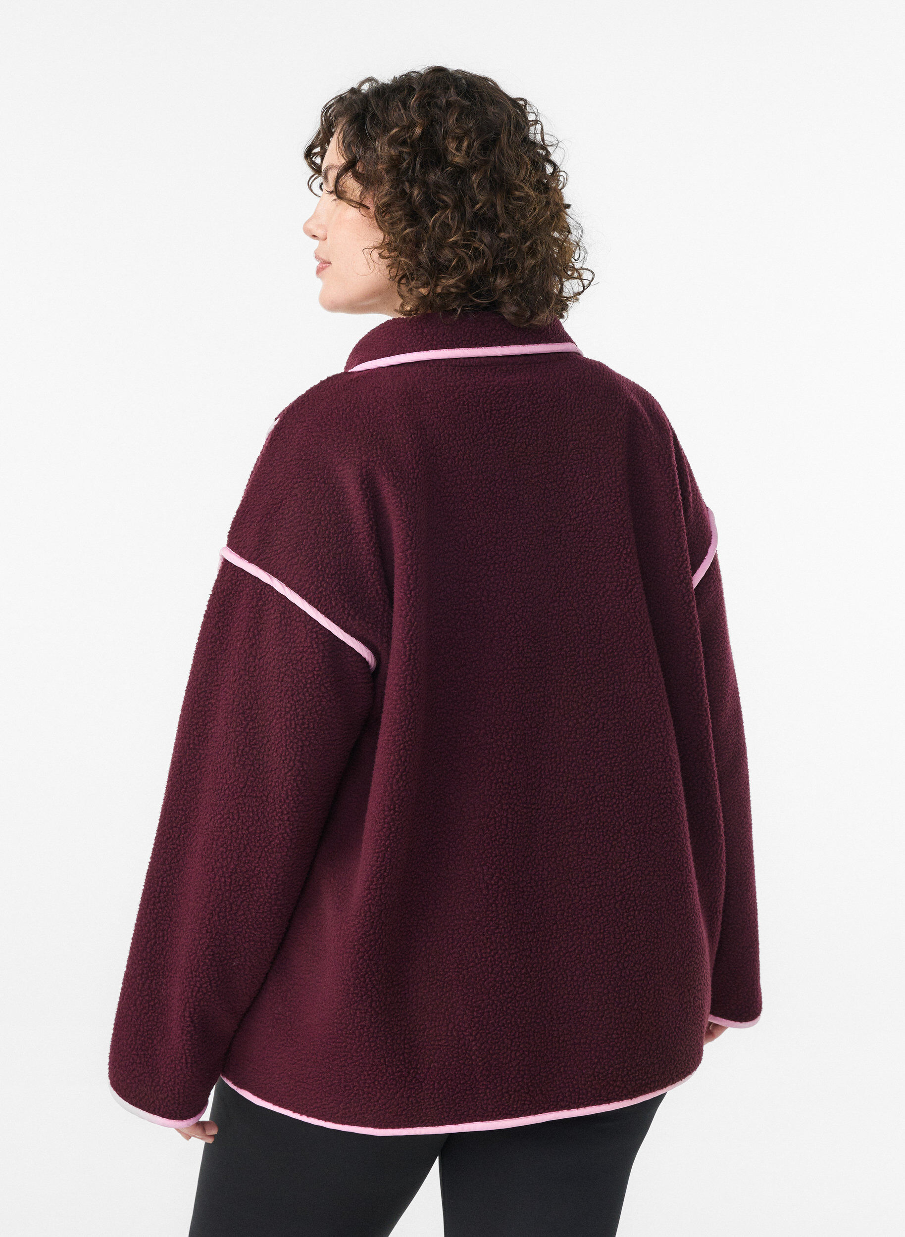 ZizziTeddy-jack met contrastdetails, Rood, Model image number 2