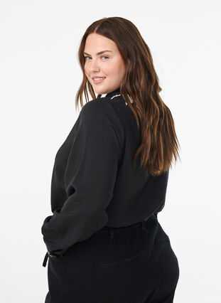 ZizziViscose tuniek met parelgeborduurde kraag, Black, Model image number 2