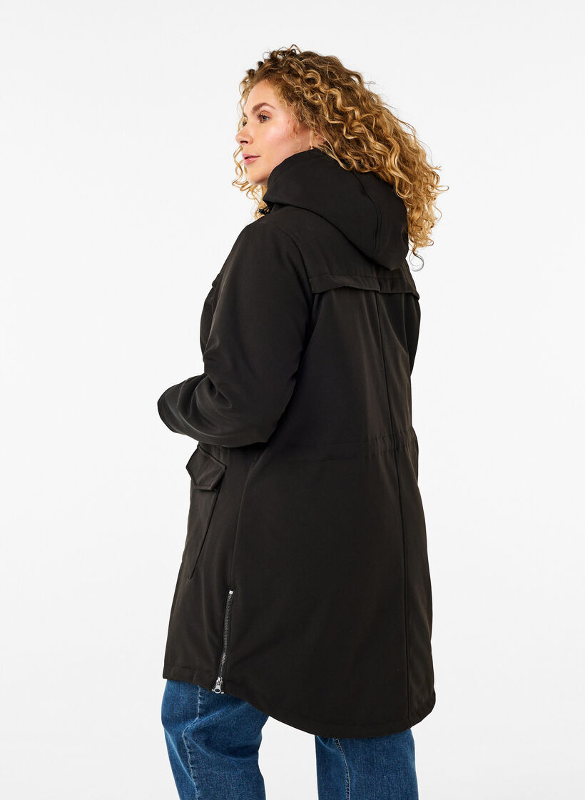 Waterafstotende softshell-jas met gewatteerde voering, Zwart, Model image number 2