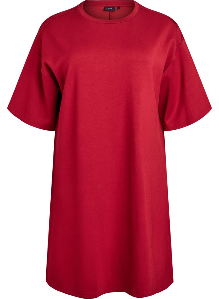T-shirtjurk van jersey met zijsplitten, Rood, Packshot image number 0
