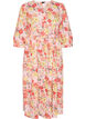 Bloemen midi-jurk met broderie anglaise en een strikriem, Roze, Packshot image number 0