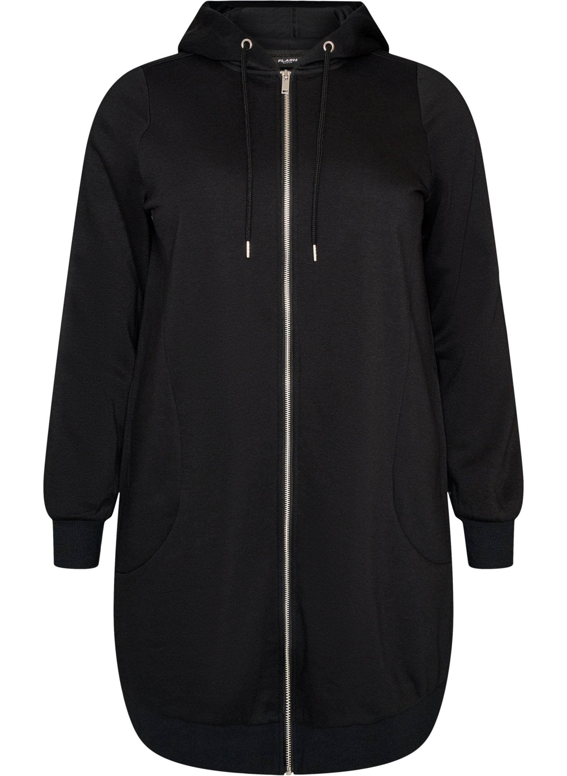 Lange hoodie met ritssluiting en zakken