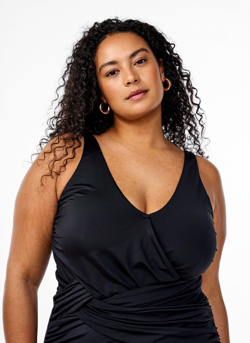 Badpak met gedrapeerd kruisdetaillering, Black, Model