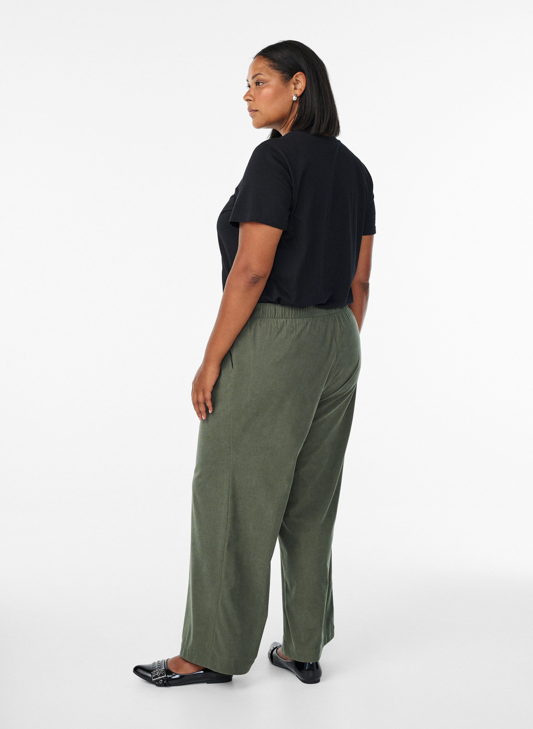 ZizziFluwelen broek met wijde pijpen, Groen, Model image number 1