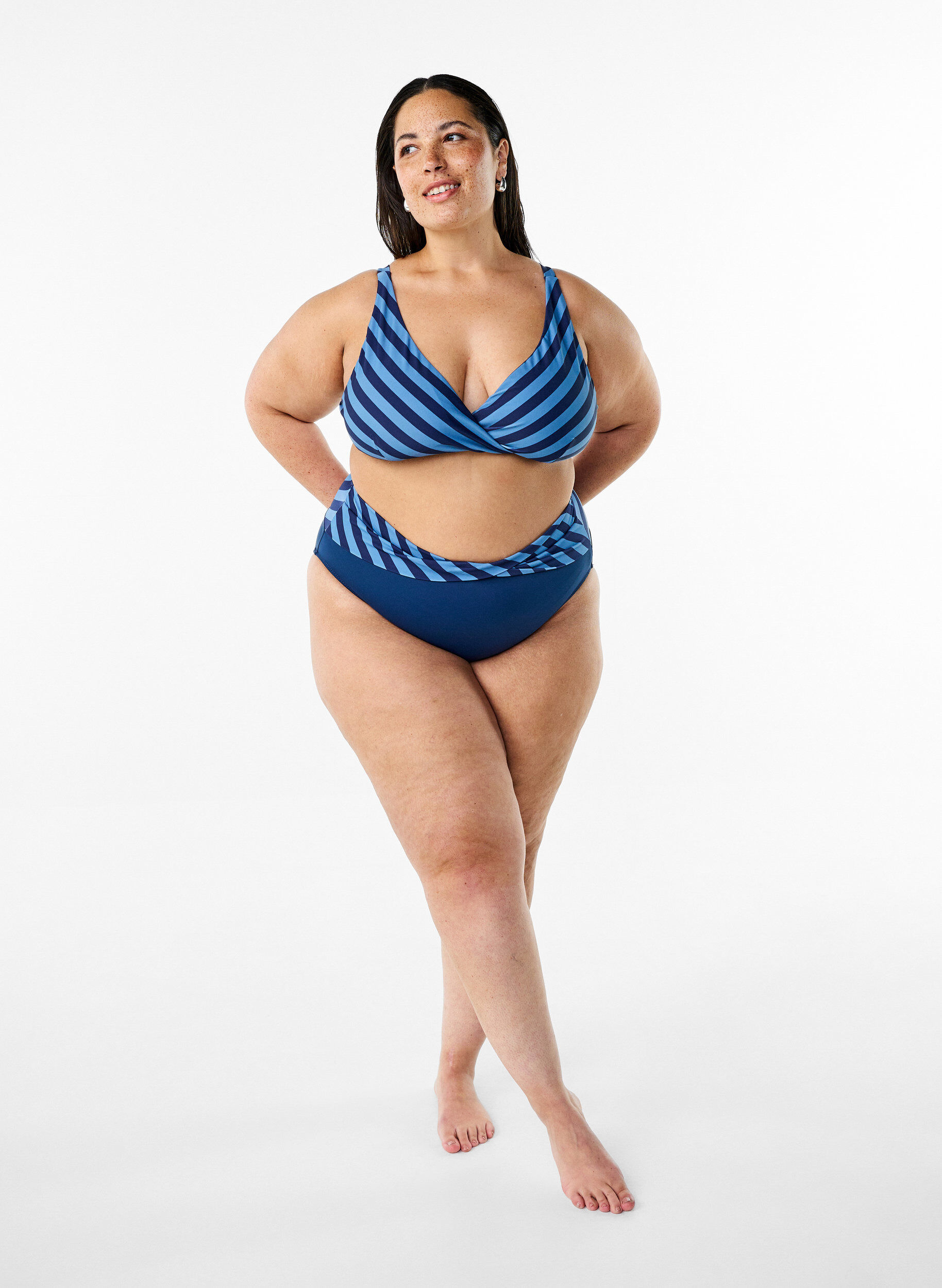 ZizziBikinibroekje met wikkel detail, Blauw, Model image number 1
