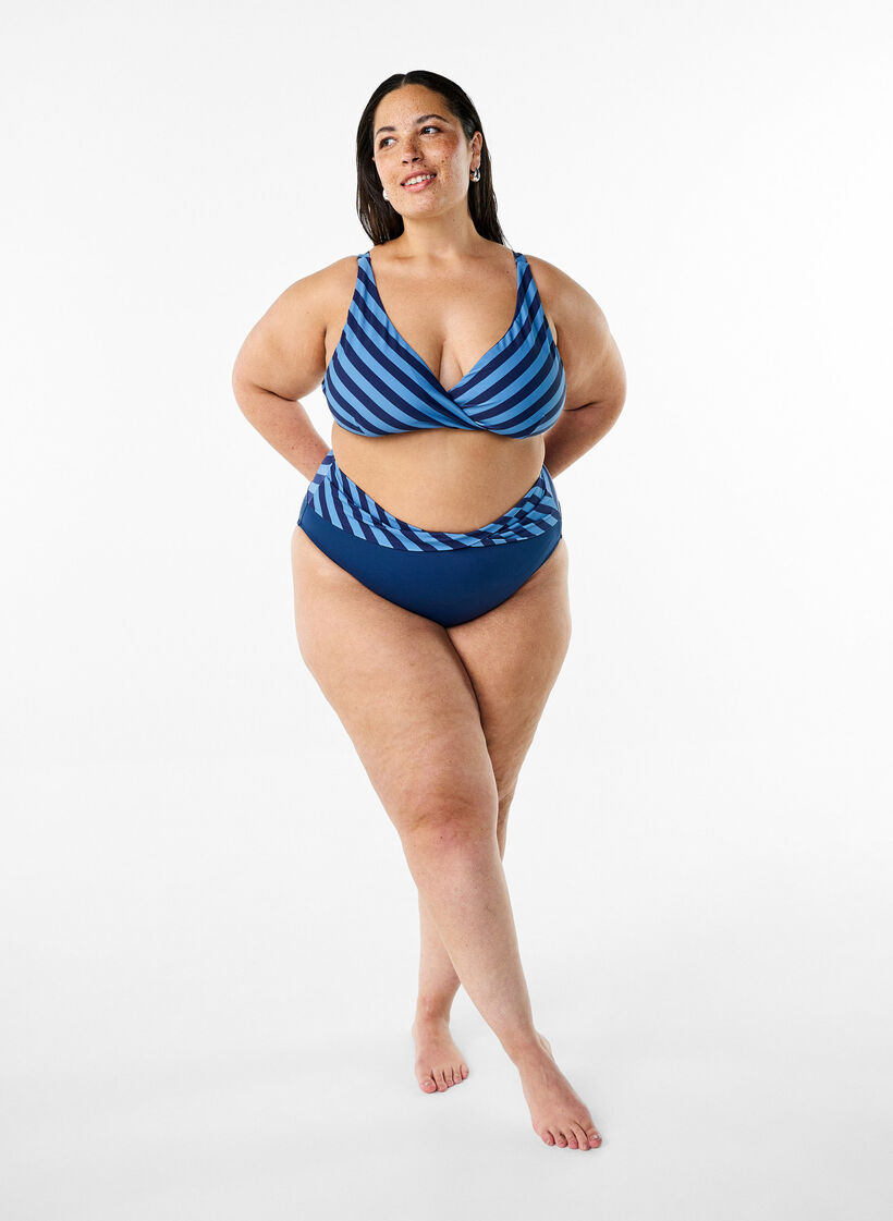 Bikinibroekje met wikkel detail, Blauw, Model image number 1