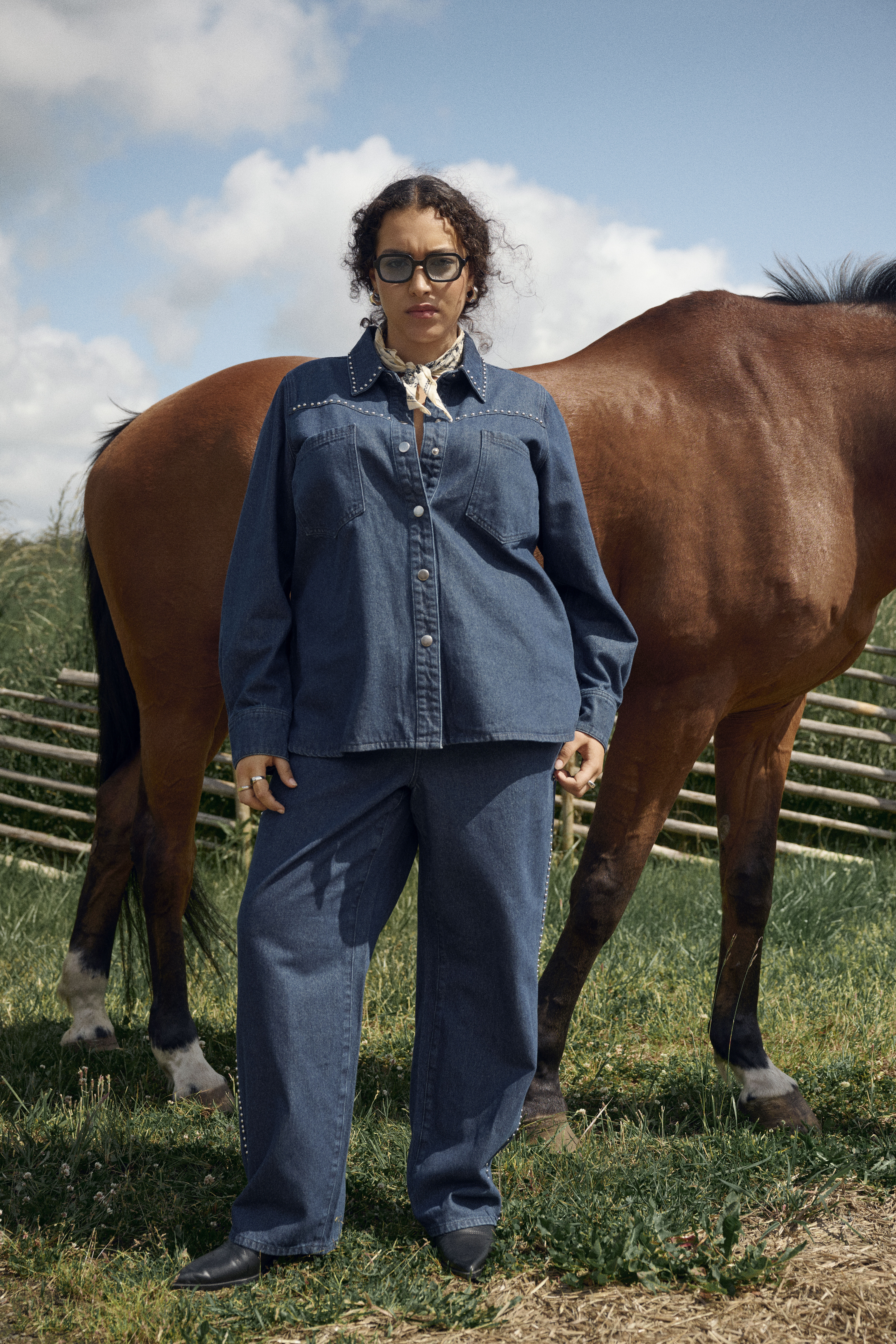 ZizziBijpassende denim set, , Model