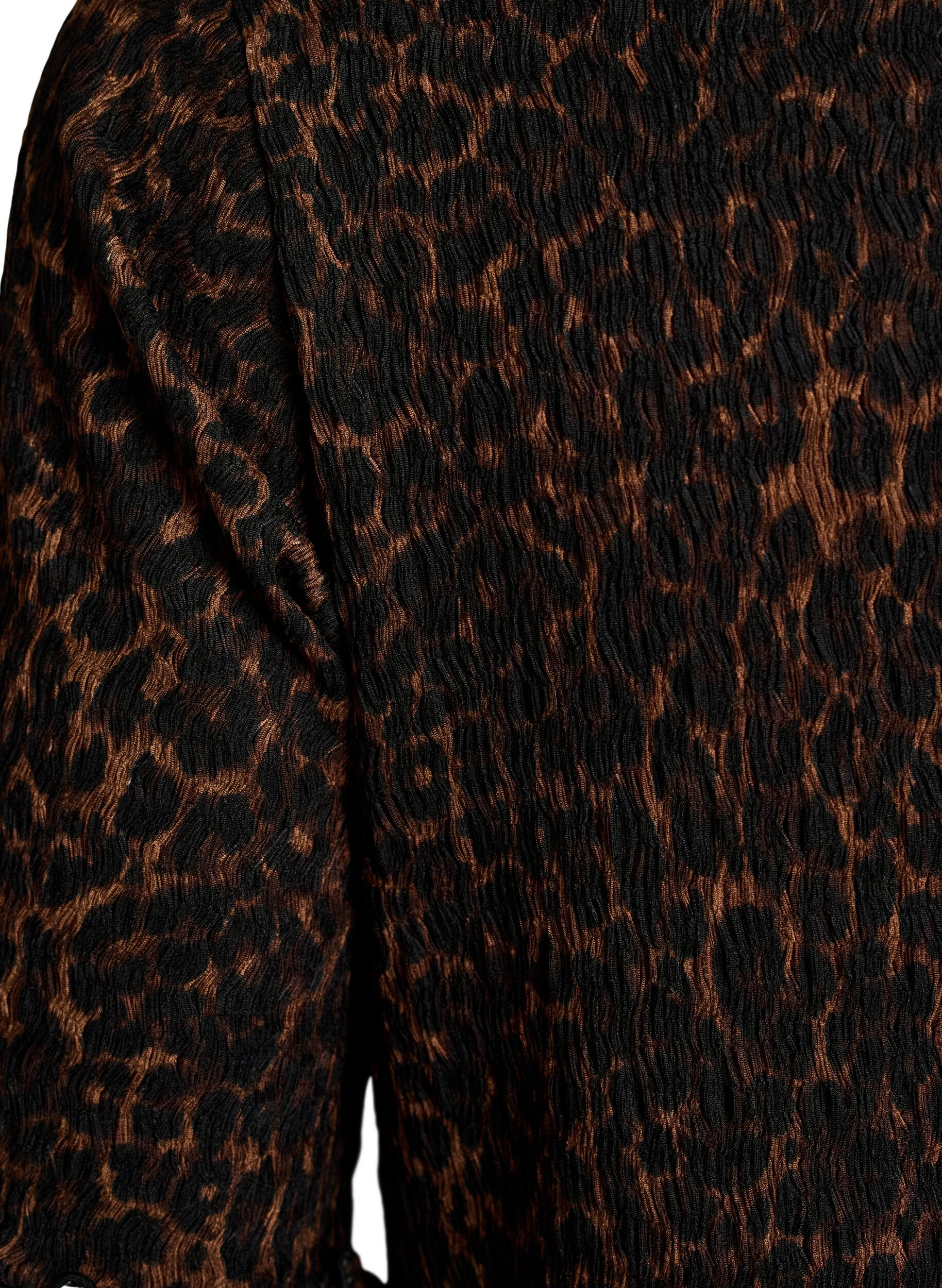 ZizziMidi jurk met structuur en korte mouwen, Bruin, Packshot image number 3