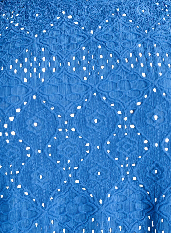 Blouse met lange mouwen en opengewerkte borduursels, Blauw, Packshot image number 2