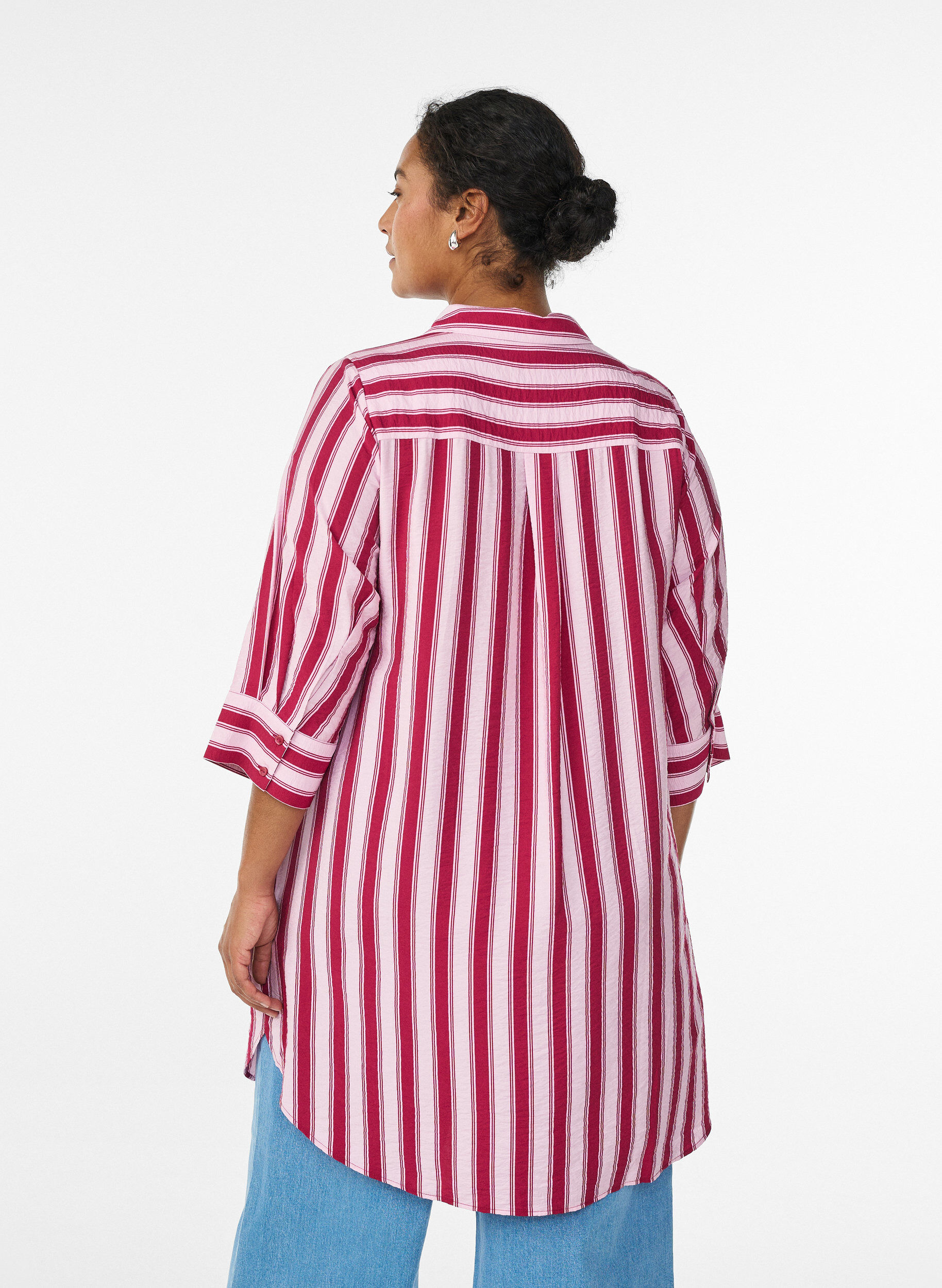 ZizziKorte jurk met kraag en borstzak, Roze, Model image number 2