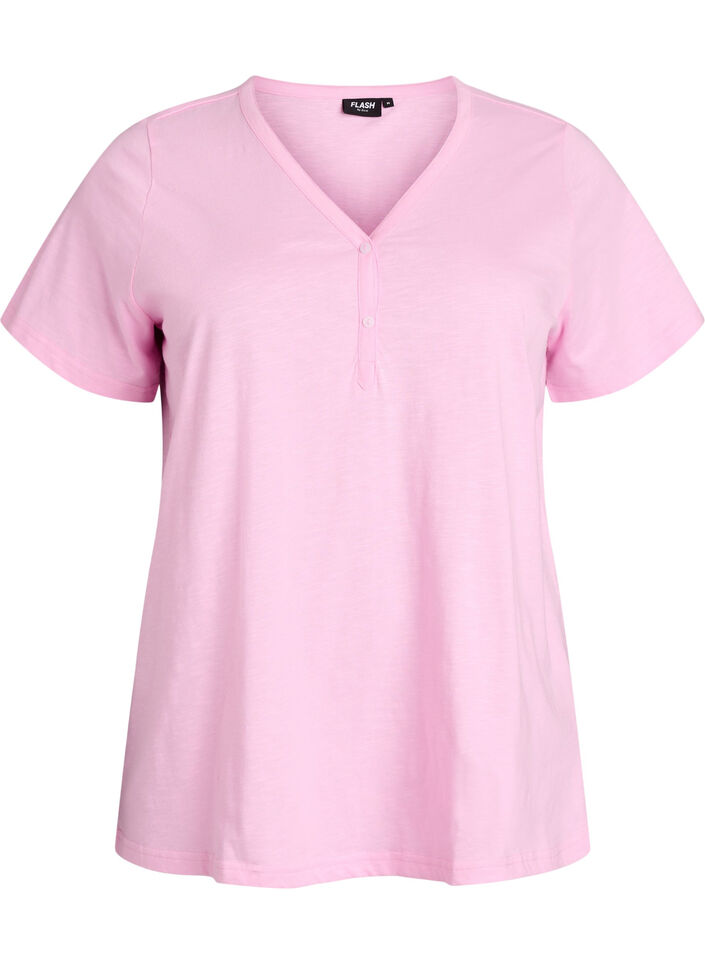 T-shirt met knoopdetail, Roze, Packshot image number 0