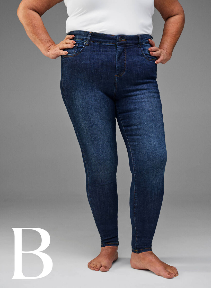 Super smalle jeans met hoge taille, Dark Blue, Model