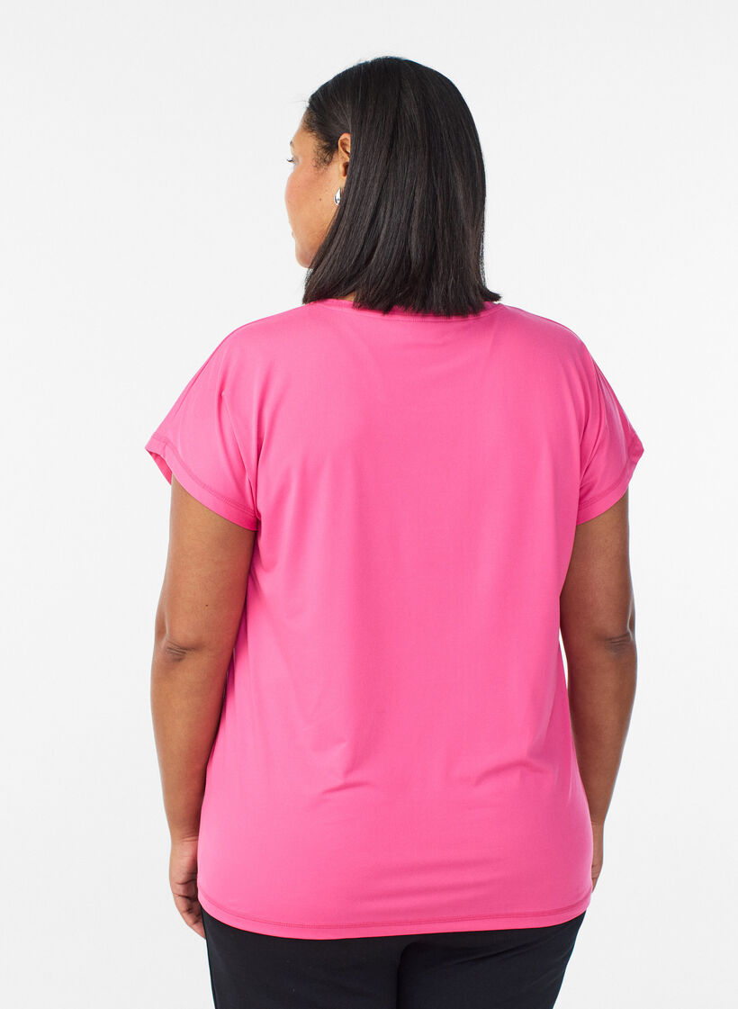 Effen gekleurd trainingsshirt, Roze, Model image number 2