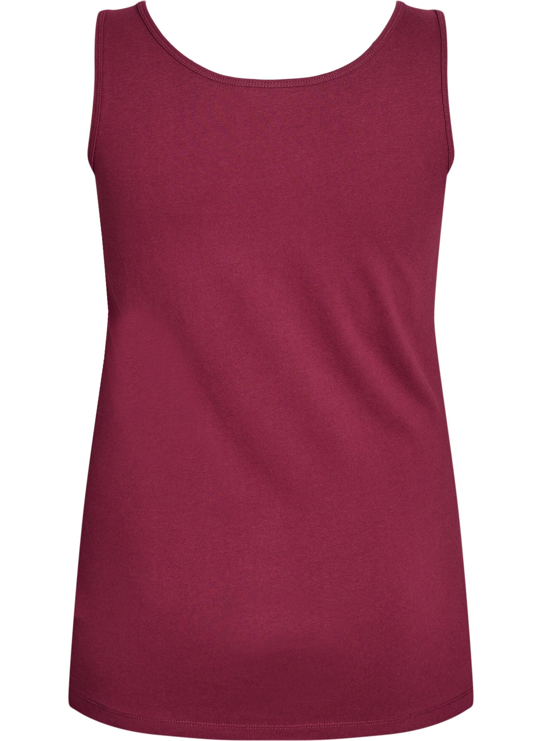 ZizziEffen gekleurd basic top in katoen, Donker Bordeaux, Packshot image number 1