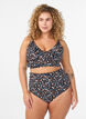 Extra high-waisted bikinibroekje met bloemenprint, Bruin, Model image number 0