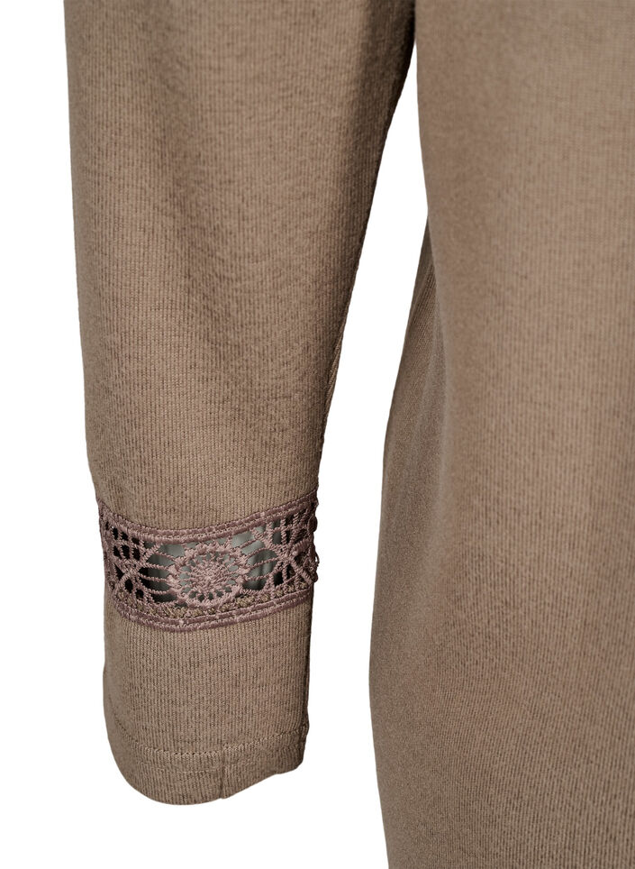 Blouse met geborduurde details en lange mouwen, Bruin, Packshot image number 3