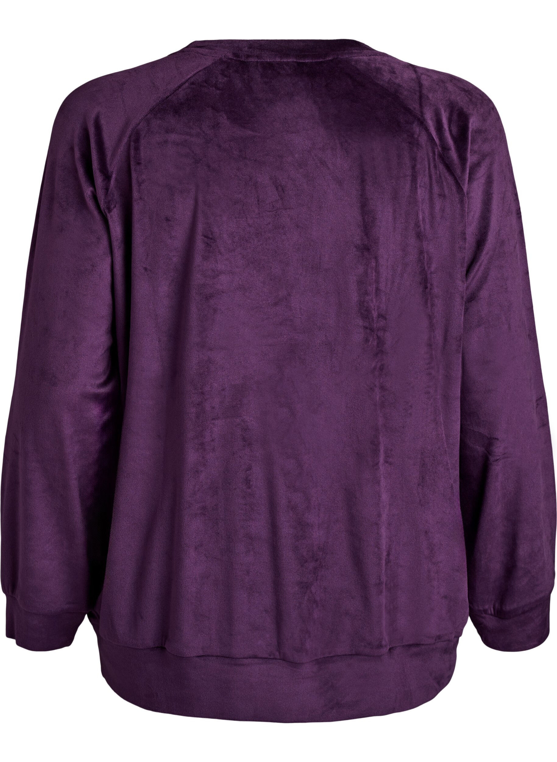 ZizziVelour blouse met raglanmouwen, Paars, Packshot image number 1