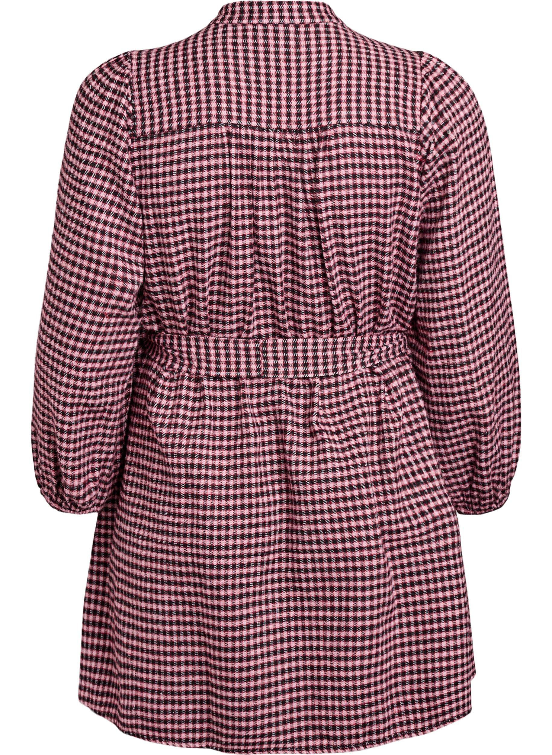 ZizziKorte jurk met ruitjes en een strikceintuur, Rood, Packshot image number 1